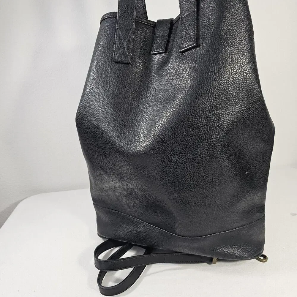 Germaine Monteil Paris Large Black Leather Tote Purse - Picture 4 of 13